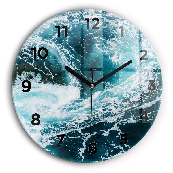 Vagues écumantes et tourbillonnantes Horloge ronde murale 60 cm