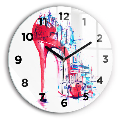 Talon rouge Horloge ronde en verre 60 cm