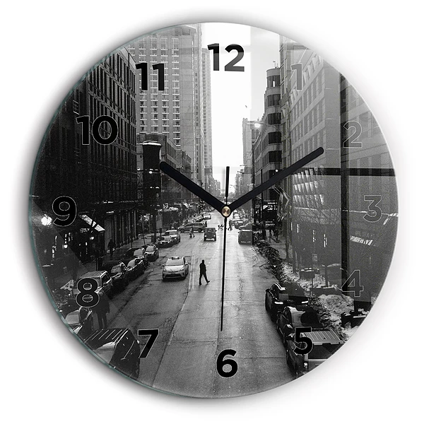 Rue de la ville de Chicago Horloge ronde 60 cm