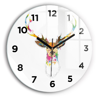 Tête de cerf colorée Horloge ronde murale 60 cm