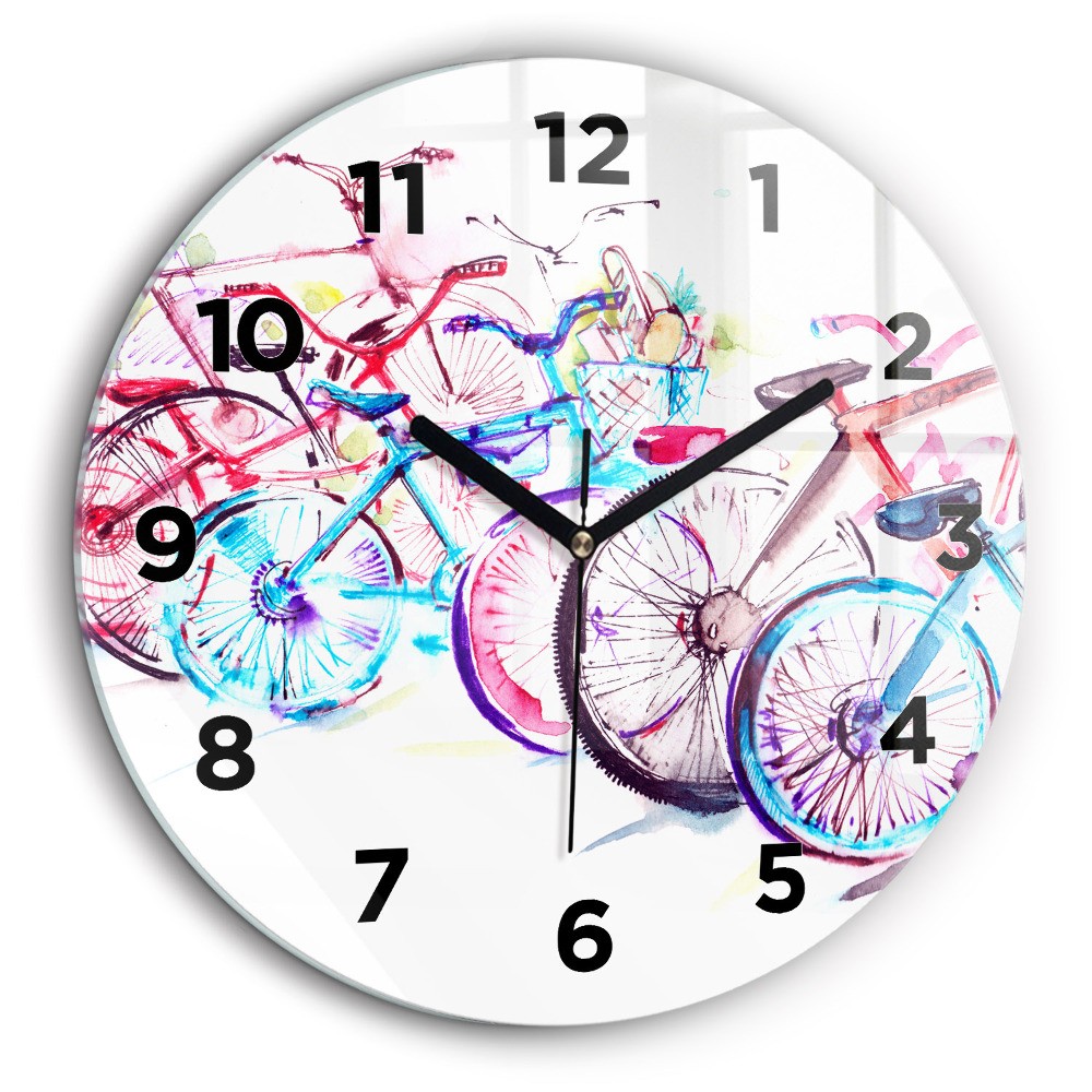 Vélos de ville colorés Horloge ronde 60 cm
