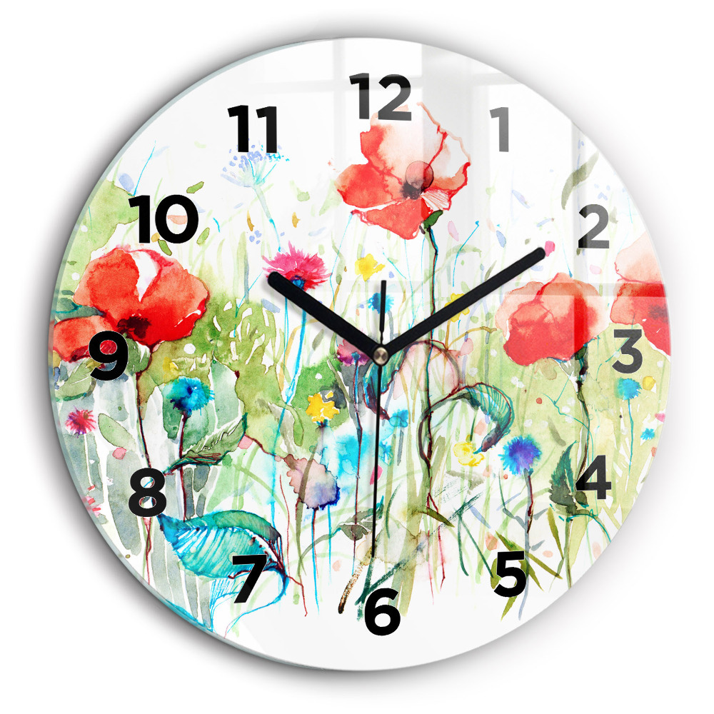 Fleurs dans une prairie Pendule murale ronde 60 cm