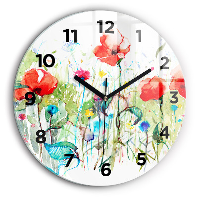 Fleurs dans une prairie Pendule murale ronde 60 cm
