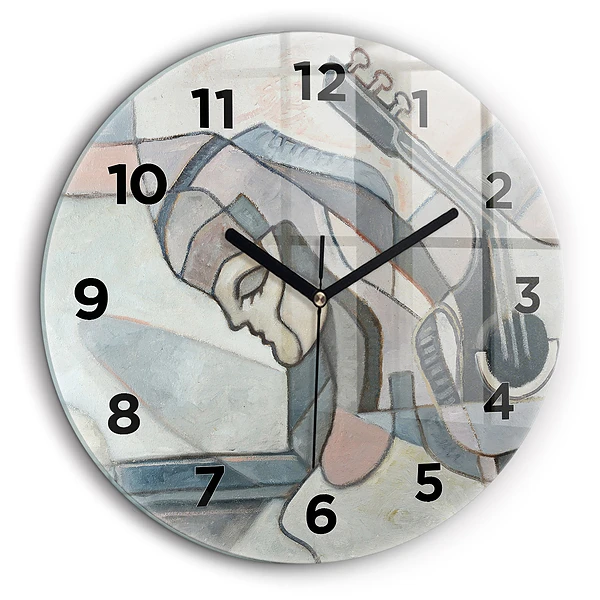 Peinture abstraite Horloge ronde en verre 60 cm