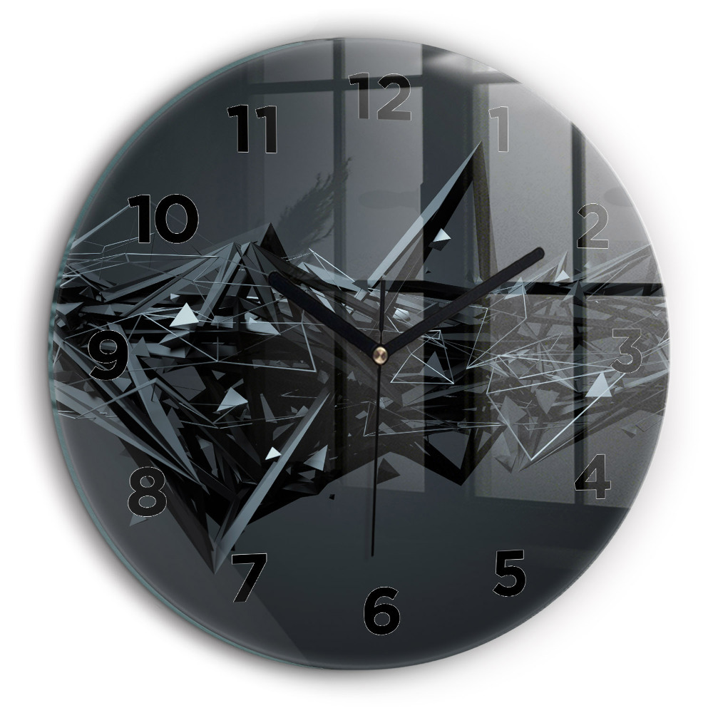 Abstraction noire Horloge ronde murale 60 cm