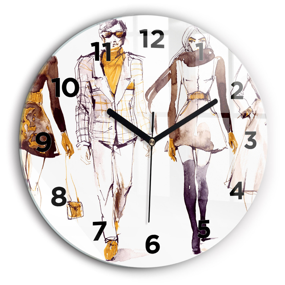 Femme et homme Horloge ronde en verre 60 cm