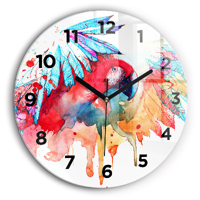 Perroquet rouge coloré Horloge ronde murale 60 cm