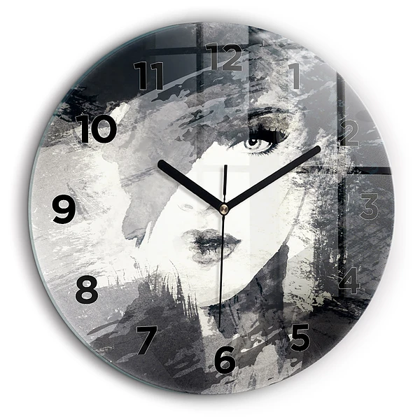 Femme - aquarelle Horloge ronde en verre 60 cm