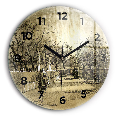 Parc et arbres en sépia Horloge ronde murale 60 cm