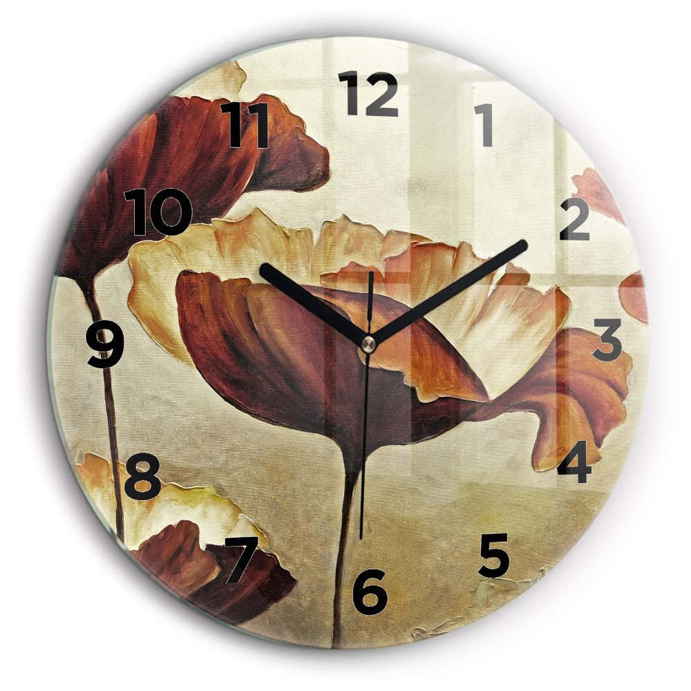 Coquelicots peints Horloge ronde 60 cm