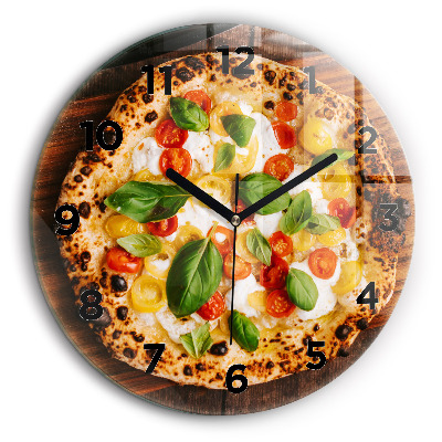 Pizza italienne Horloge ronde en verre 60 cm