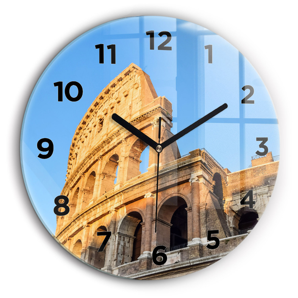 Colisée de Rome Horloge ronde en verre 60 cm