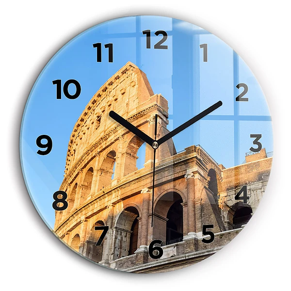 Colisée de Rome Horloge ronde en verre 60 cm