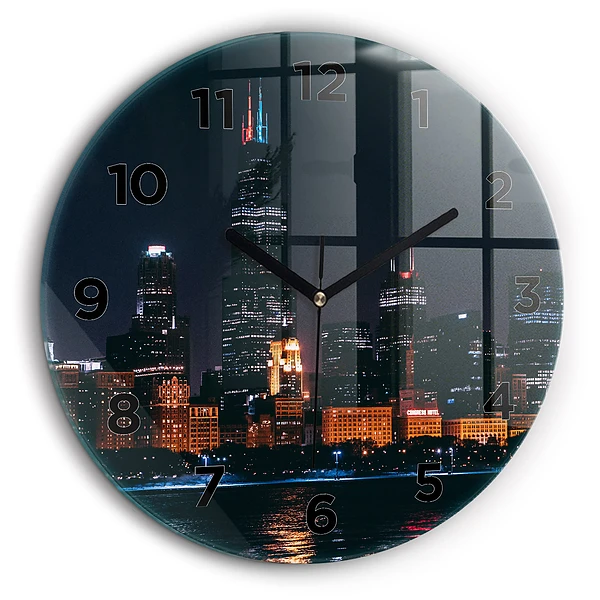 Paysage urbain de Chicago Pendule murale ronde 60 cm