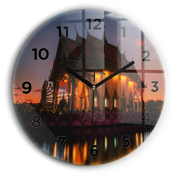 Temple à Bangkok Horloge ronde murale 60 cm
