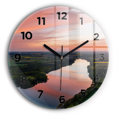 Vue d'un lac Horloge ronde en verre 60 cm