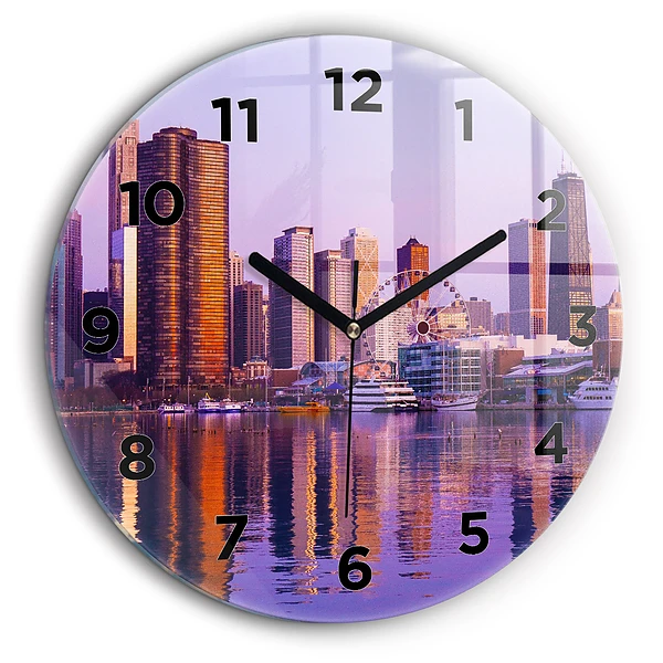 Vue sur les gratte-ciel des Etats-Unis Pendule murale ronde 60 cm