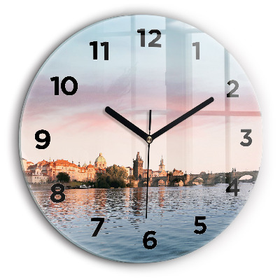 Pont Charles à Prague Horloge ronde en verre 60 cm