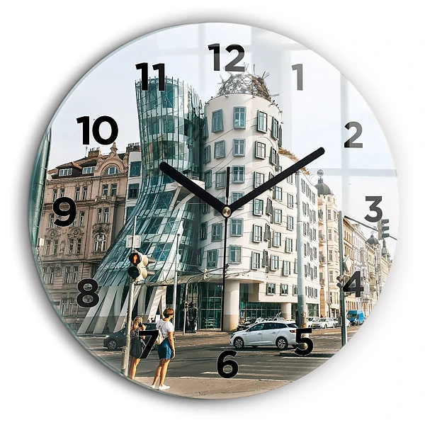 Maison dansante à Prague Horloge ronde murale 60 cm