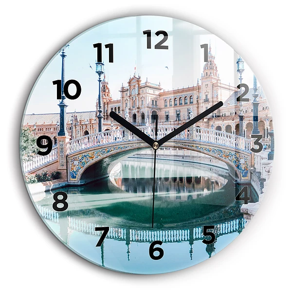Place d'Espagne à Séville Pendule murale ronde 60 cm