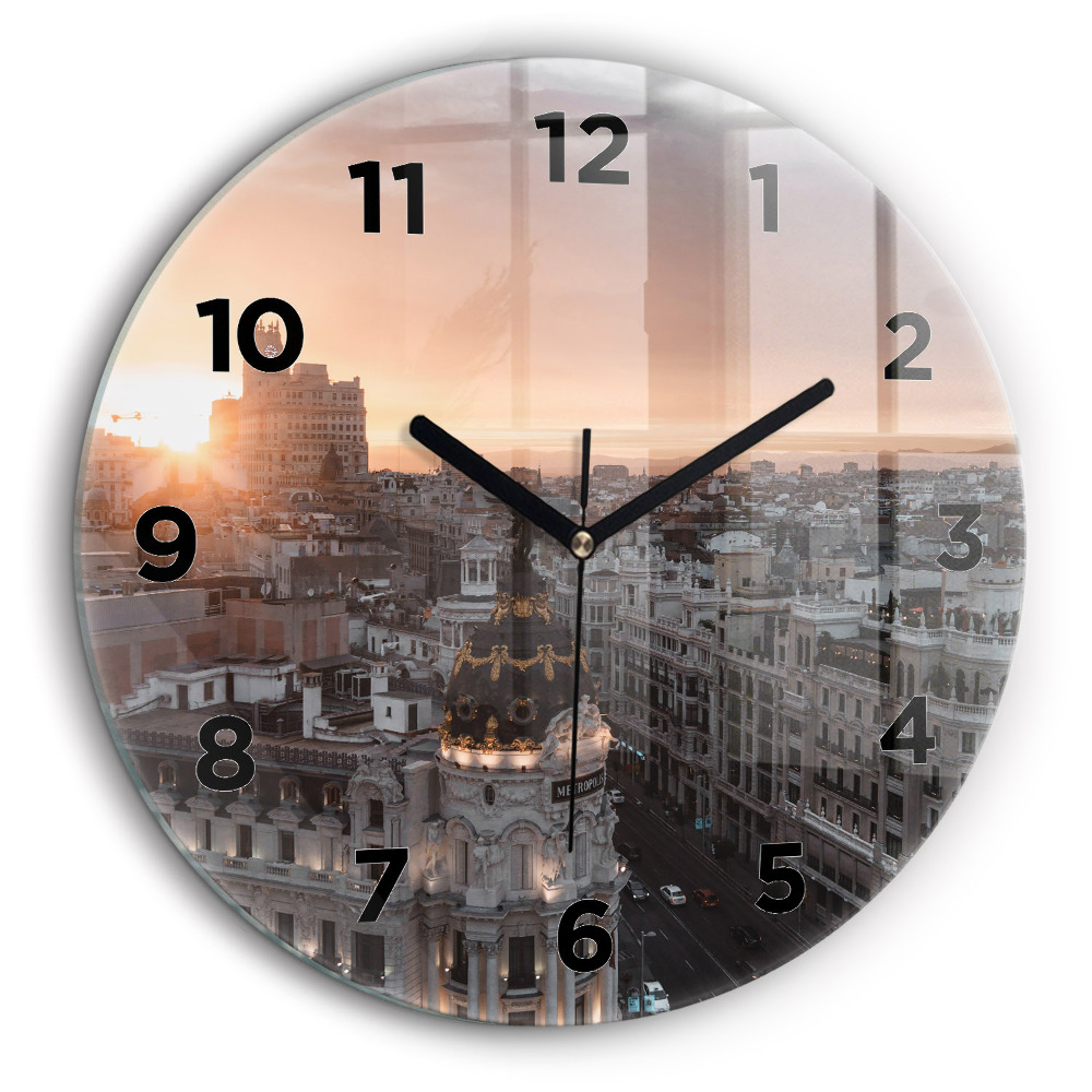 Villes au coucher du soleil Horloge ronde murale 60 cm