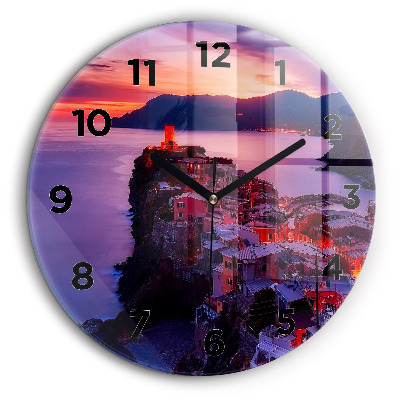 Maisons près du lac Horloge ronde en verre 60 cm