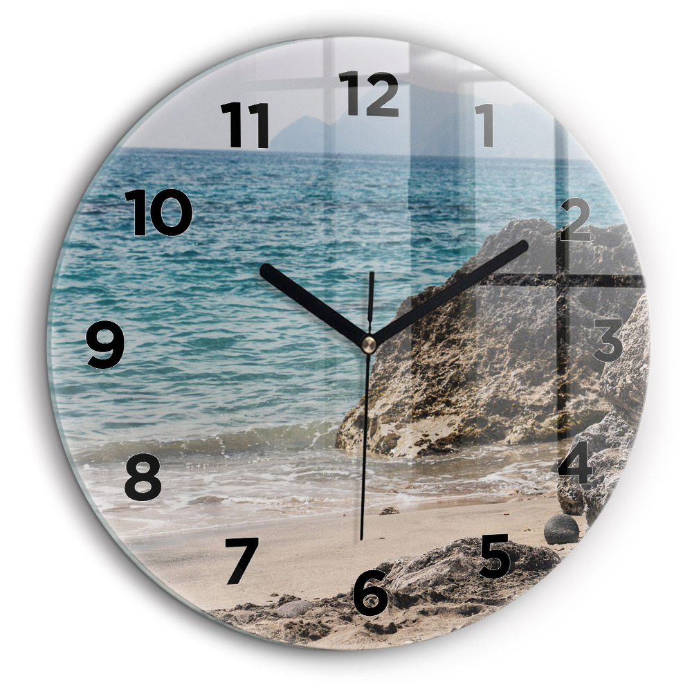 Vue de la mer Méditerranée Horloge ronde en verre 60 cm