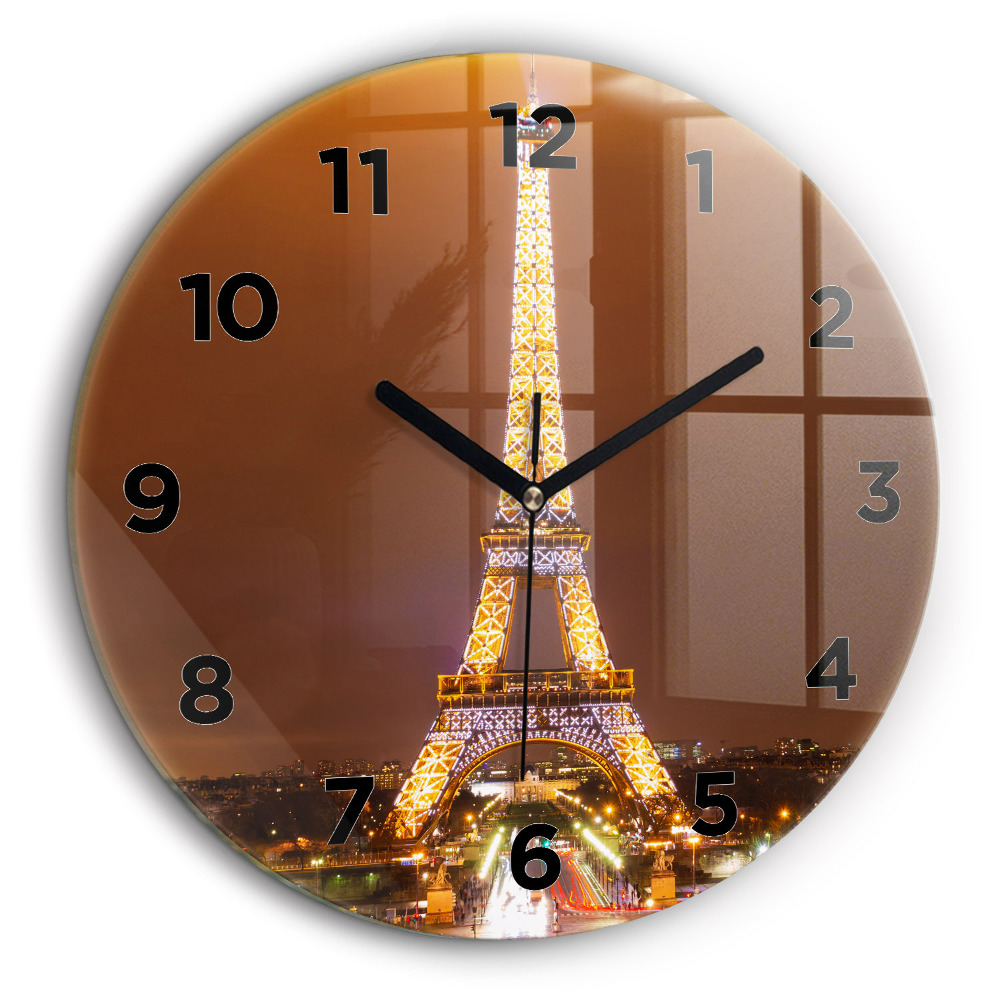 Tour Eiffel illuminée Horloge ronde murale 60 cm