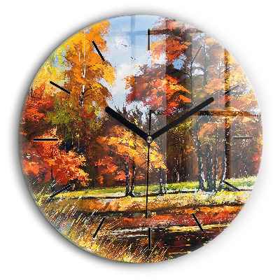 Horloge ronde murale 60 cm Paysage d'automne avec rivière