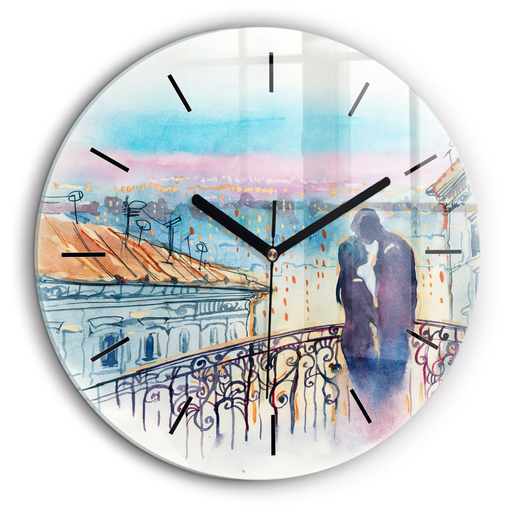 Pendule murale ronde 60 cm Personnes sur aquarelle