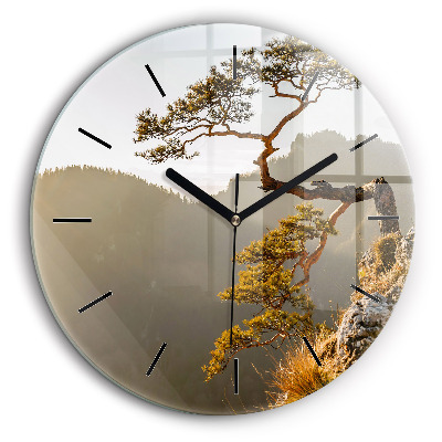 Horloge ronde 60 cm Arbre dans les montagnes