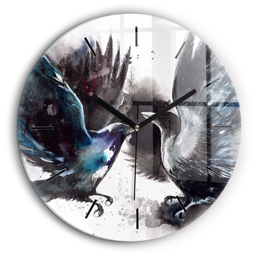 Pendule murale ronde 60 cm Oiseaux peints