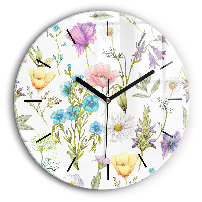 Horloge ronde 60 cm Composition de fleurs