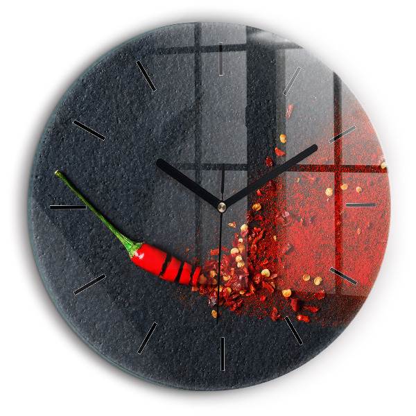 Pendule murale ronde 60 cm Poivre rouge épicé