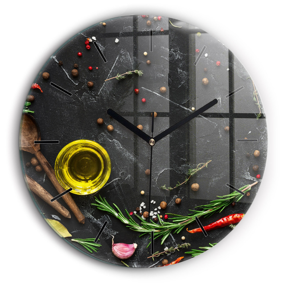Horloge ronde 60 cm Épices sur le comptoir