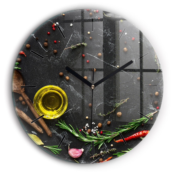 Horloge ronde 60 cm Épices sur le comptoir