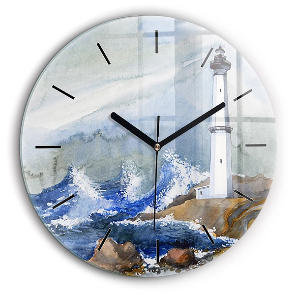 Horloge ronde 60 cm Mer et phare