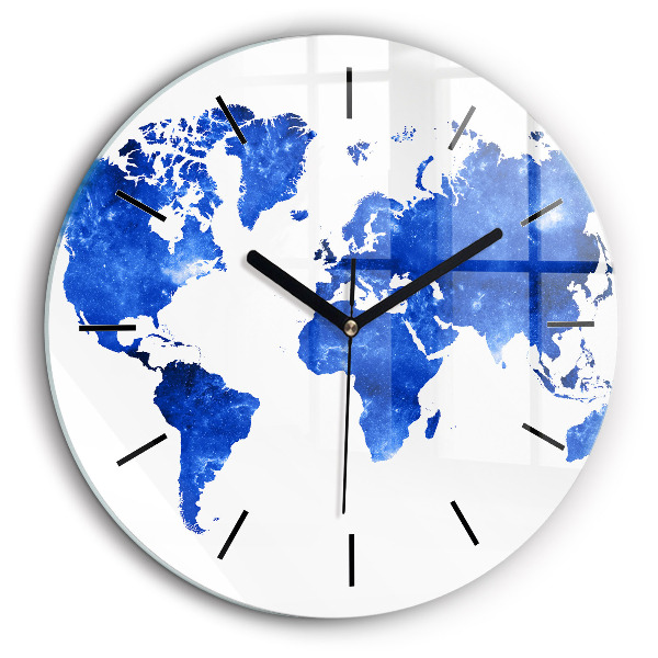Horloge ronde en verre 60 cm Carte du monde cosmique