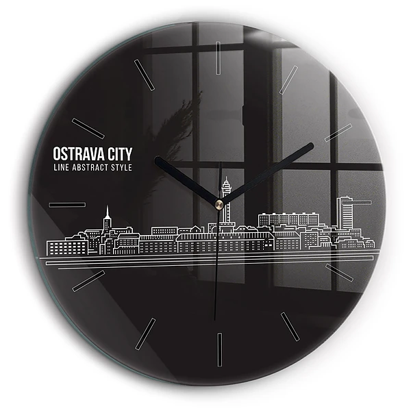 Horloge ronde 60 cm Dessin de la ville d'Ostrava