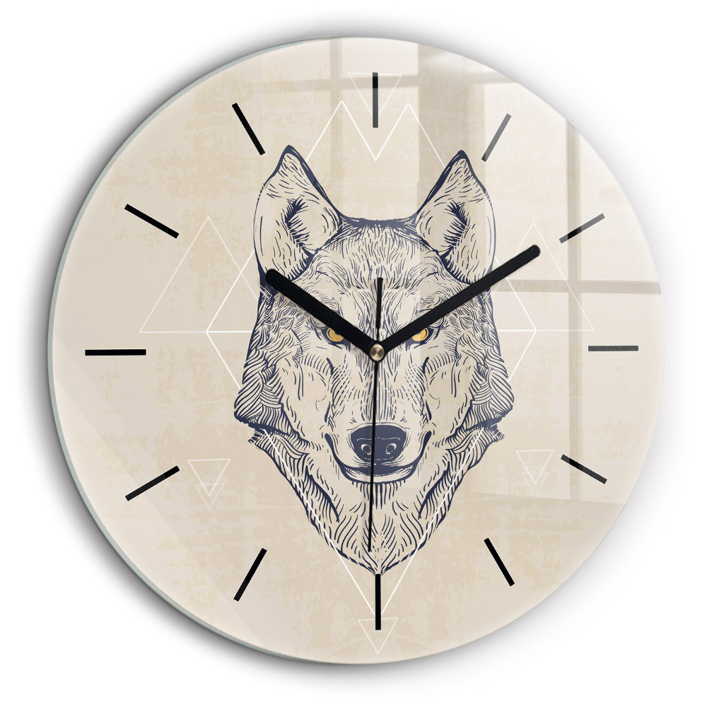 Horloge ronde 60 cm Tête de loup