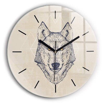 Horloge ronde 60 cm Tête de loup