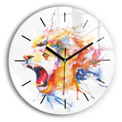Horloge ronde 60 cm Lion - aquarelle