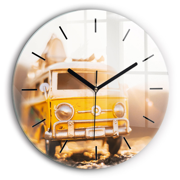 Horloge ronde en verre 60 cm Voiture en vacances