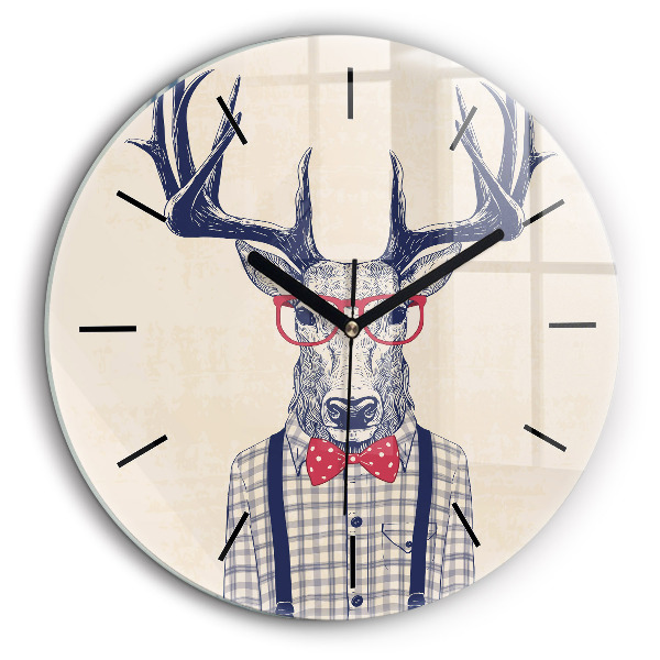 Pendule murale ronde 60 cm Cerf en chemise