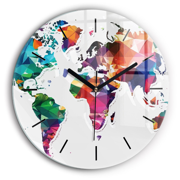 Horloge ronde murale 60 cm Triangles de la carte du monde