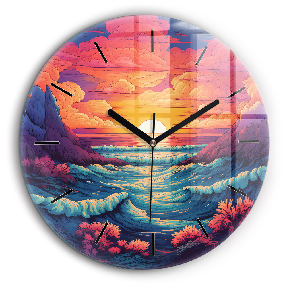 Horloge ronde 60 cm Océan et ciel de conte de fées