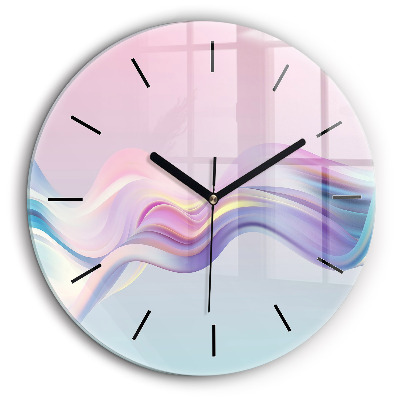 Horloge ronde murale 60 cm Abstraction de vagues au pastel