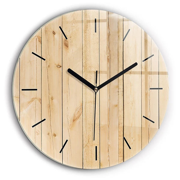 Pendule murale ronde 60 cm Planches de bois