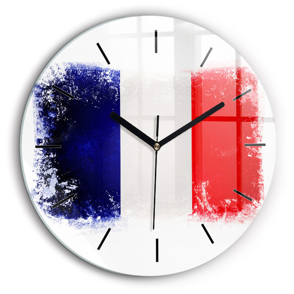 Horloge ronde en verre 60 cm Drapeau de la France