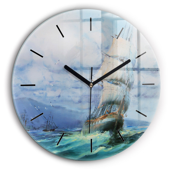 Pendule murale ronde 60 cm Bateau sur l'eau